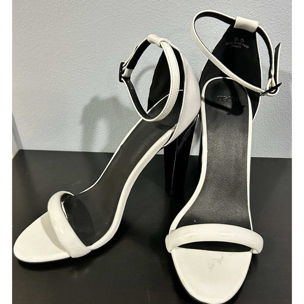 Asos‎ High Heel Sandals White Womens Size 5.5 cone Heel Evening Party strappy